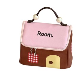 【Dopamine Style House-Shaped Cosmetic Bag】Cute Large Capacity Travel Waterproof Makeup Zipper Organizer/Toiletry Bag for Women/Portable Essentials Case for Teen Girls/Storage Brush & Nail Polish
