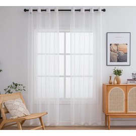 PI Outdoor Sheer Curtains Panels,Grommet Top Casual Voile Sheer Draperies for Yard/Porch 2 Panels (W52 X L95, Ivory)