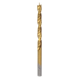 sourcing map Brad Point Drill Bit 4.5mm(11/64") Dia Straight Round Shank Drill Metric Brad Point Spiral Twist Drill Bits for Carpenter Woodworking Plastic Rubber, Golden