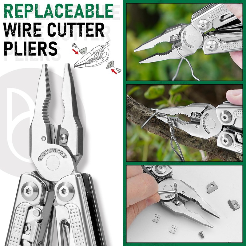 BIBURY Multitools, Multi Tool Foldable Pliers with Upgraded Saw, Large