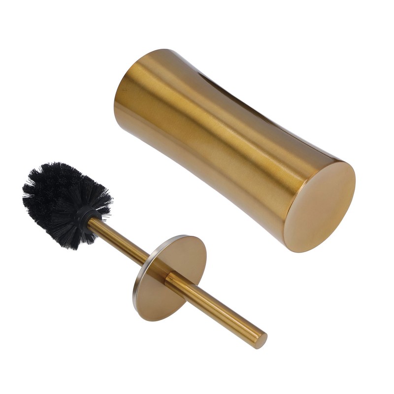 Toilet Brush Set Stainless Steel Gloden Space Saving Soft Durable