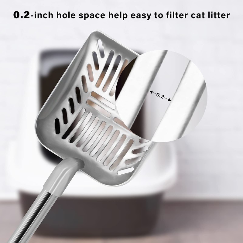 Acalu Cat Litter Scoop,Metal Long Handle Kitty Litter Coop Scooper,Heavy