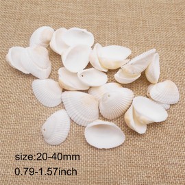 GraceAngie Box of 100pcs Natural Clam Shell Pendants 20mm-40mm Beach Ocean Seashell Beads Charms for Vase Filler Fish Tank Jewelry Making