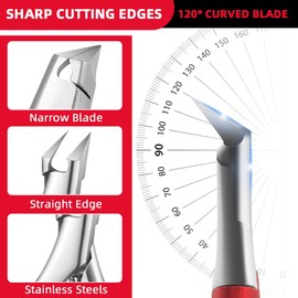 AOOWU Toenail Clippers for Ingrown Toenail, Straight Blade Podiatrist Nail Clippers for Thick Nails, Dead Skin, Calluses, Ergonomic Finger Nail Clippers for Adults, Seniors, Men and Women, Red