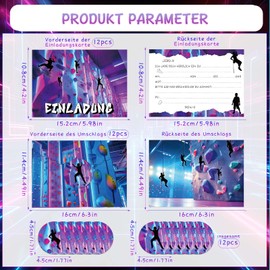 Fakindiy Children's Birthday Invitation Cards – Climbing Invitation Cards – Invitation Cards for Children's Birthday Girls and Boys – Children's Birthday Party Invitations with Envelopes and Stickers