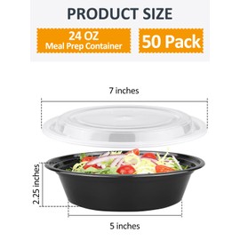 NEEBAKE 50 Sets 24oz Meal Prep Container - Reusable Plastic Food Storage Containers with Lids, Fits Microwave, Freezer and Dishwasher Safe