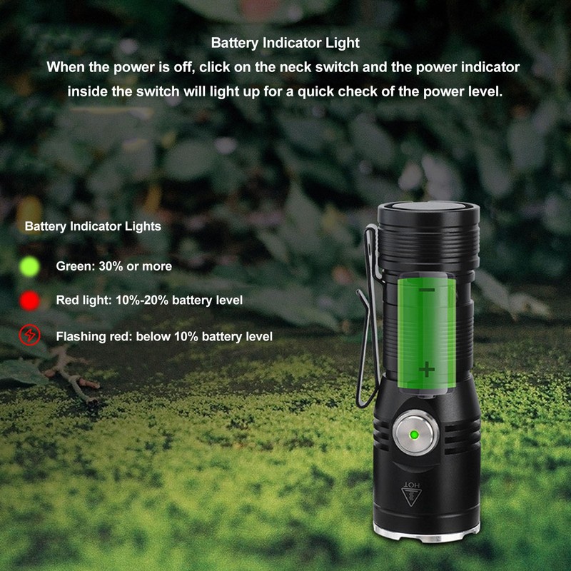 Flashlight Super Bright Type C Charging Aluminum Alloy 2050LM 6