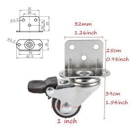 HOWDIA Silent 1 Inch Marble Casters Set Of 4 Non Marking Tpr Rubber Wheels Heavy Duty