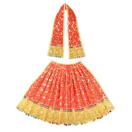 Decorative Laxmi Durga Devi Mata Dress Poshak Vastra Cloth Lehanga Chunari Puja Item for Idol Statues for Indian Traditional Cultural Navratri Festival Decorations Home Decor (Size :- 11 Inches) (Red)