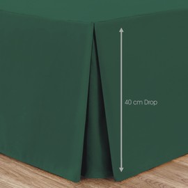 Linen Home Box Pleated Base Valance Sheet Single Bed Skirt Platform Valance Sheets, Microfiber Soft Brushed Easy Care Non Iron (Single, Bottle Green)