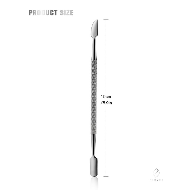 FERYES Professional Cuticle Pushers - Dual-Ended Stainless Steel Manicure and