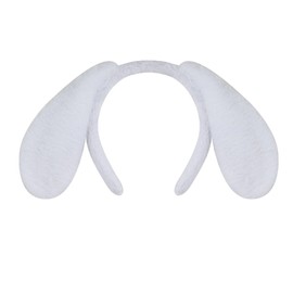 ZOONAI Diadema Con Orejas De Perro, Adorable Diadema De Peluche Con Orejas De Perro, Accesorio Para El Cabello Para Fiestas De Halloween Y Navidad (Blanco, Talla Única)