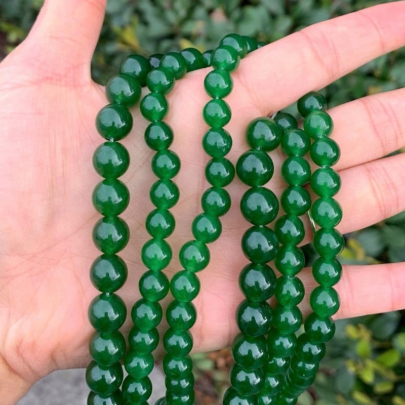 1 Strand Natural Green Jade Gemstone Loose Round Beads 6mm
