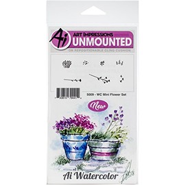 Art Impressions 5009 Watercolor Cling Mini Flower Set Rubber Stamps, Multicolor