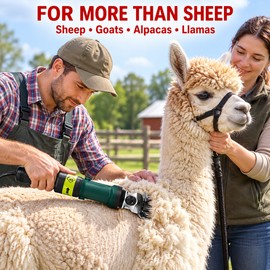 1200W Peak Electric Sheep Shears, 6-Speed 2600 RPM Heavy Duty Wool Clippers with Adjustable Blade Tension