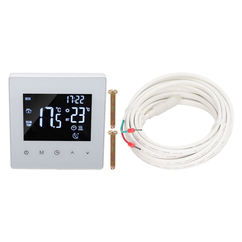 White Intelligent Thermostat Touch Screen 16A LCD Display Smart Temperature
