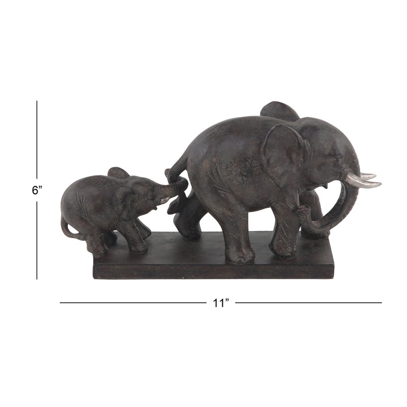 Deco 79 Polystone Elephant Decorative Sculpture Home Decor Statue, Accent