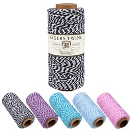 Craft County 100% Cotton Twine Spools – 2-Ply Crafting Cord 1mm Thick in 410 ft (125m) – Black and White