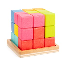 small foot 11346 3D Puzzle Cube Consisting of 7 Pieces, Thinking Game from 5 Years Toy, Multicoloured