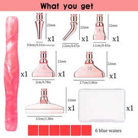 Rose Gold Metal Stainless Steel Tip Resin Diamond Painting Art Club Sticky Drill Dot Pen Stylus Kits Set Accessories Tool with Wax for 5D DIY Diamond Painting Gem Nail Art Decoration Pink