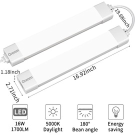 Plug in Light,1.4FT 17in with Plug,16W 1700LM 5000K LED Closet Light IP65 Linkable Plug in Ceiling Lights Plug in Shop Light with NO/Off Switch Plug Cord,LED Shop Light Workshop Lights.