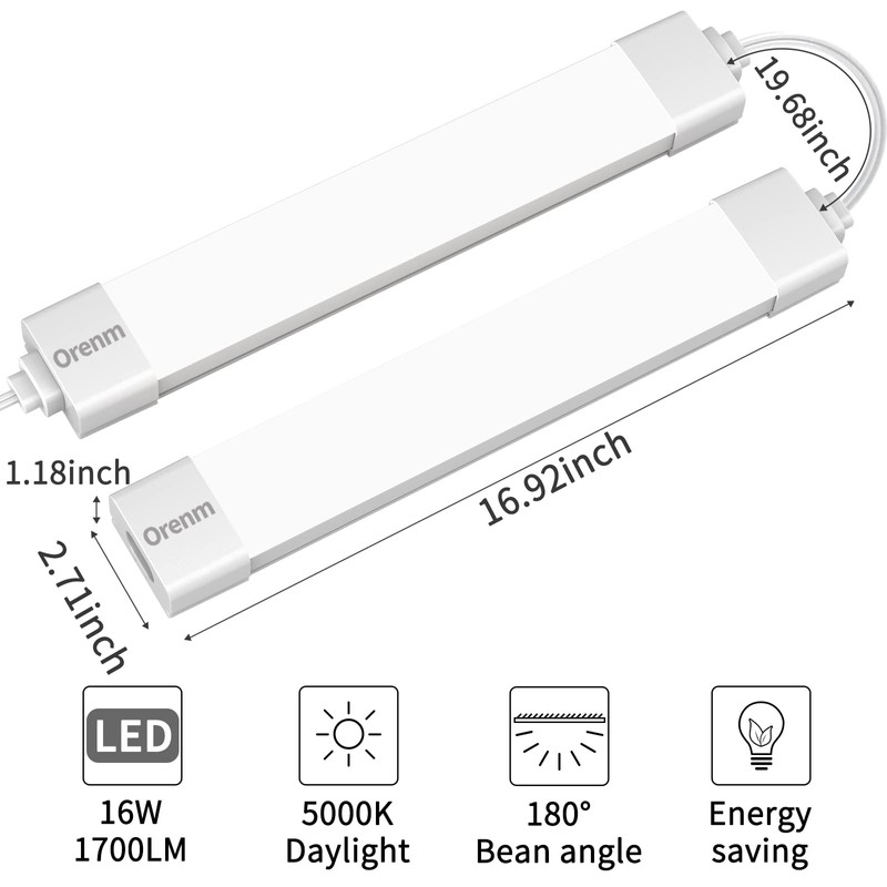 Plug in Light,1.4FT 17in with Plug,16W 1700LM 5000K LED Closet