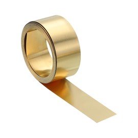 sourcing map Brass Sheet Roll, 0.1 x 15 x 3000mm(TxWxL) Metal Flashing Brass Foil Roll for Crafting, Electrical DIY Projects Repairs, Gold