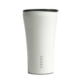 Sttoke Reusable Coffee Cup, 12 oz Capacity, White