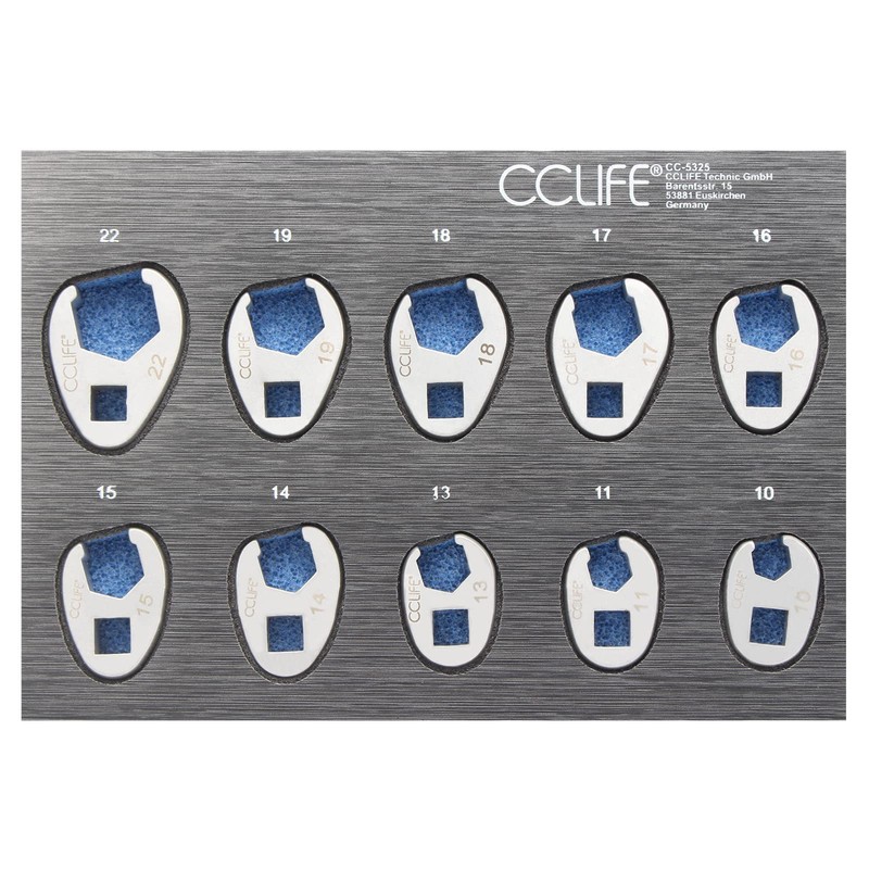 CCLIFE 10-Piece Crowfoot Wrench Crowfoot Wrench Socket Spanner Torque 1/2