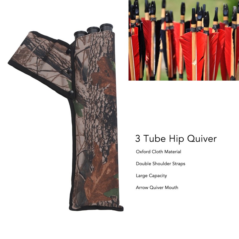 3 Tubes Hip Quiver Waist Hanged Arrow Archery Carry Bag