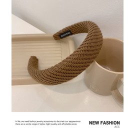 CAVLA Wide Headbands for Women,2 Pack Fashion Knitted Hair Bands Wide Brim Elastic Hair Hoops Hair Accessories, Fashion Womens Headband, Solid Color Vintage Headbands for Washing（black+coffee）