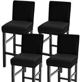 GOSTADY Bar Stool Covers Set of 4, Waterproof Barstool Seat Covers Stretch Counter Height Chair Covers for Pub Tall Chair with Backs, Bar Chair Covers for Kitchen Dining Room Cafe, Black