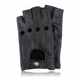 COLOURLINX Unisex Mens Ladies Fingerless Real Genuine Leather Gloves Driving Cycling Gym Motorbike WheelChair Gloves Half Finger Outdoor Sports Biker Gloves (Black, S)