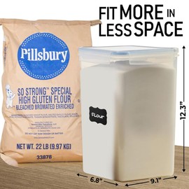 Flour Storage Container 2 PC [8.5L / 287 Oz] Extra Large Food Storage Containers with Lids - Airtight, Leak Proof, BPA-Free Plastic Flour Sugar Storage Containers - Bulk Storage for Kitchen & Pantry