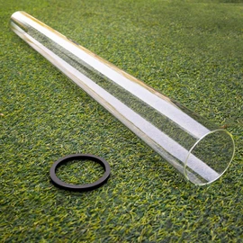 Patio Heater Glass Tube Replacement,49.5" Tall 4" Diameter with Silicone Connecting Ring Compatible with Four-Sided Pyramid Flame Outdoor Heater, Glass Tube Patio Heater for Hiland, Fire Sense