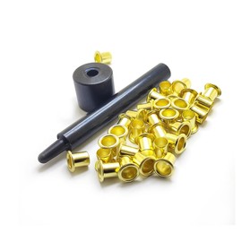 1 Tools with 200pcs #8-9-8.4mm (.294 Length Under Flange x 1/4" Outside Diameter) Golden Color Brass Eyelets Rivets for 0.08" Kydex Holster（FBA）