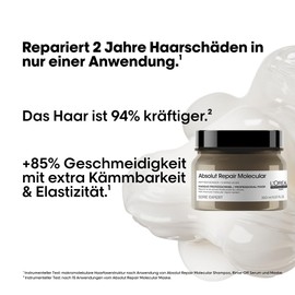 L'Oréal Professionnel Mask for Structure-Damaged Hair, Molecular Deep Repair for More Suppleness, with Peptide Bonders and 5 Amino Acids, Expert Series, Absolut Repair Molecular Mask, 150 ml