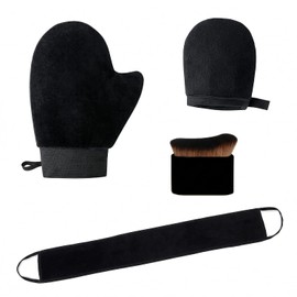 4 Pcs Tanning Mitt and Brush,Self Tanning Mitt Glove with Back Applicator,Mini Fake Tan Mitts & Brush Set,Reusable Lotion Applicator Gloves,Dark Application Mitts for Body,Sunscreen Moisturiser Tool