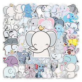 50 Packs Elephant Stickers Water Bottles Laptop Phone Motorcycle Computer Guitar Skateboard Hydroflasks Cute Elephant Cartoon Vinyl Sticker Waterproof Aesthetic Trendy Decals for Teens Girls Adults