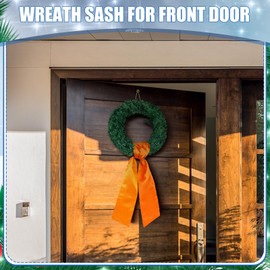 VitalCozy Wreath Sash for Front Door Blank Satin Wreath Sash for Embroidery Monogram Plain Wreath Sash Wreath Accessories for Xmas Party Yard Doorway Indoor Outdoor Wall(4.5'' X 56'',Orange)