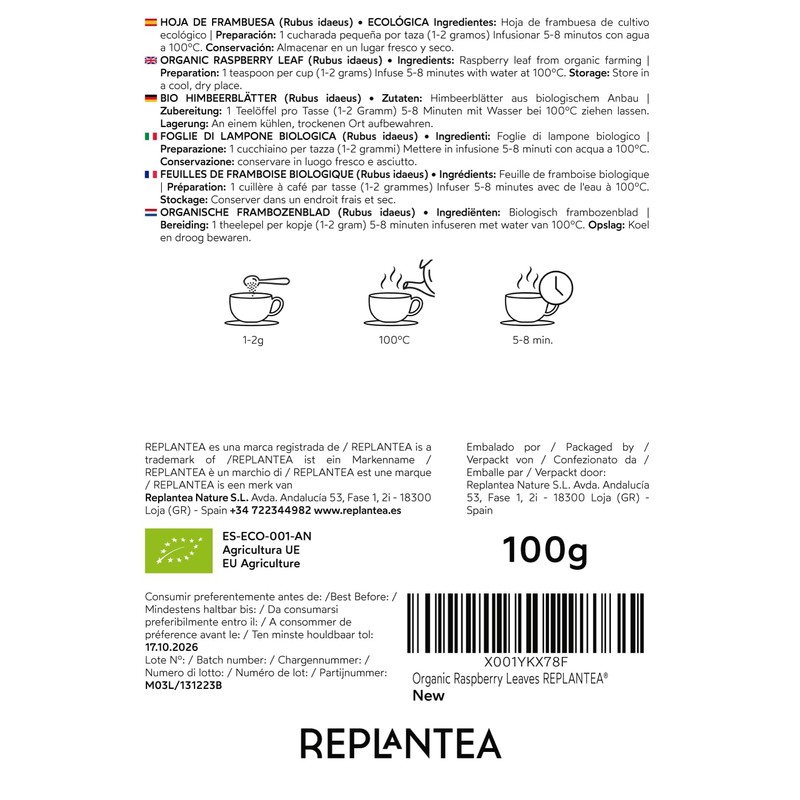 Raspberry Leaf Tea Organic 100g (50 Cups) | Rubus idaeus,