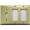 Stamped Polished Brass 3 Gang Wall Plate - 1 Single