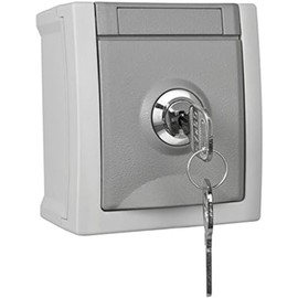 Heitronic Pacific Steckdose abschließb. FR-AP IP54 90591046-DE Schließung Nr. 6, grau, 10x10 cm