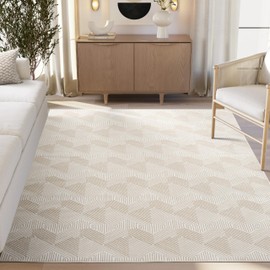 Abani Regal Cream Area Rug - 6 x 9 - for Living Room, Bedroom - Cream Tone-on-Tone Geometric Cube Design - Soft, Durable, and Easy to Clean