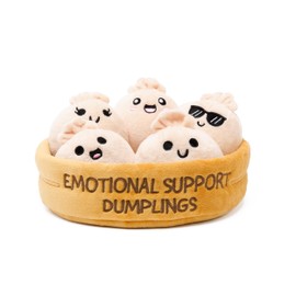 Emotional Support Dumplings by Relatable, Cuddly Stuffed Animals and Toys, Squishy Toys and Plushies, Great Gift Ideas for Loved Ones of All Ages, Includes 5 Plushies with Carrying Basket