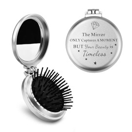 Guqqeuc Inspirational Gifts for Girl Women Portable Makeup Mirror with Brush Cheer Up Gifts for Besite Granddaughter Birthday for Girlfriend Wife