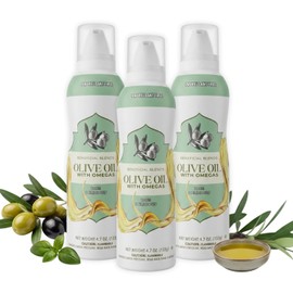 Olive Oil Non-Stick Cooking Spray with Omegas, 3-Pack, No Propellants, Air Fryer, Baking, Roasting & Sautéing, Quality Crafted in USA, Net Wt 4.7oz