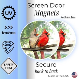 Screen Door Magnets – Twist, Click and Lock - Keep People and Pets Safe – Magnetic Screen Door Magnet Saver – Screen Door Magnet Decoration - Robbins Aria (Cardinal)