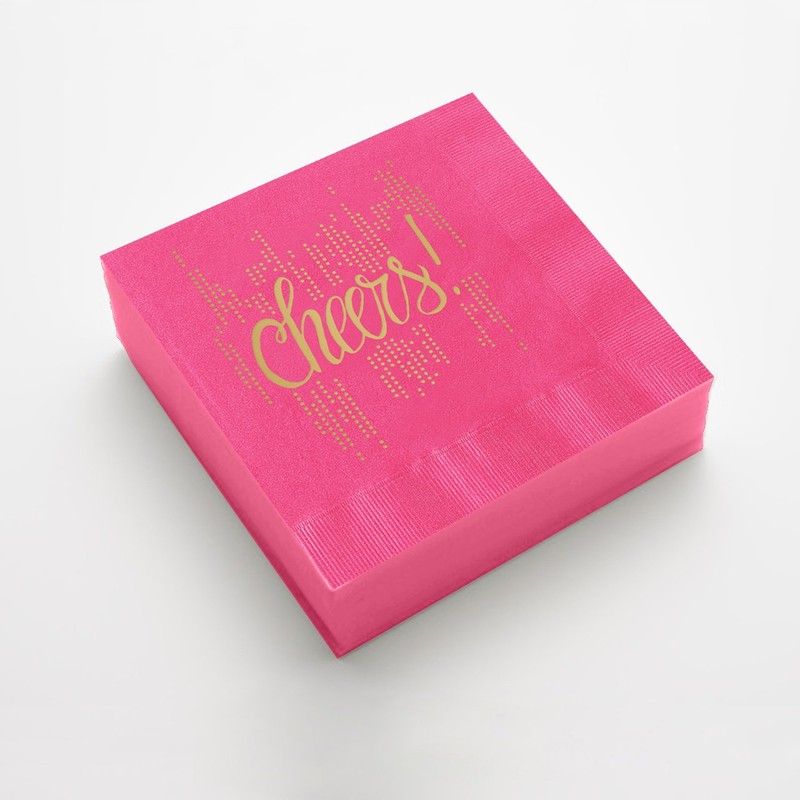 Bubbly Cheers Beverage Cocktail Napkins - Set of 25 magenta