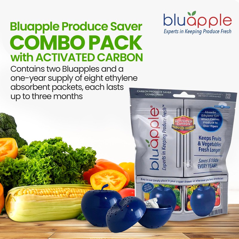 Bluapple Produce Saver Ethylene Gas Absorber 1 Year Combo Pack